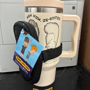 Nike Cream Travel Mug with Black Neoprene Pouch